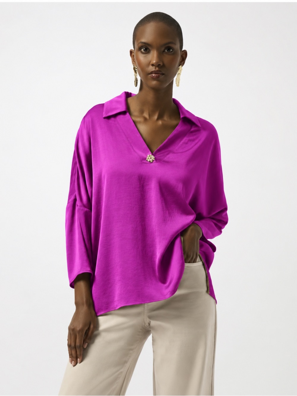 Ribkoff Hammered Satin Boxy Top 253076